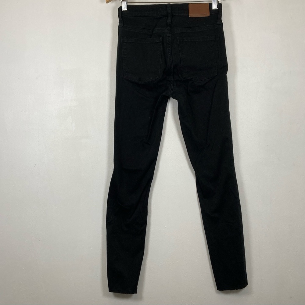 Madewell Demin Pants 9 inch High Rise Skinny Jeans Womens Size 26 Black Ripped - Picture 2 of 16